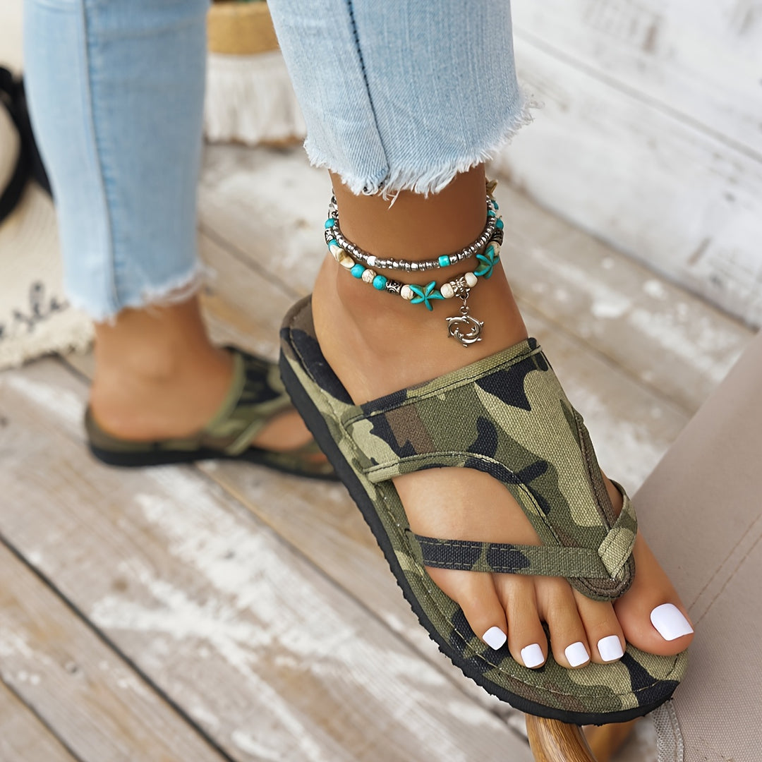 Women's Camouflage Comfort Sandals – Lightweight Slip-On Beach Slippers