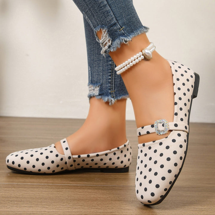 Women's Vintage Polka Dot Mary Jane Flats – Satin Comfort Strap Shoes