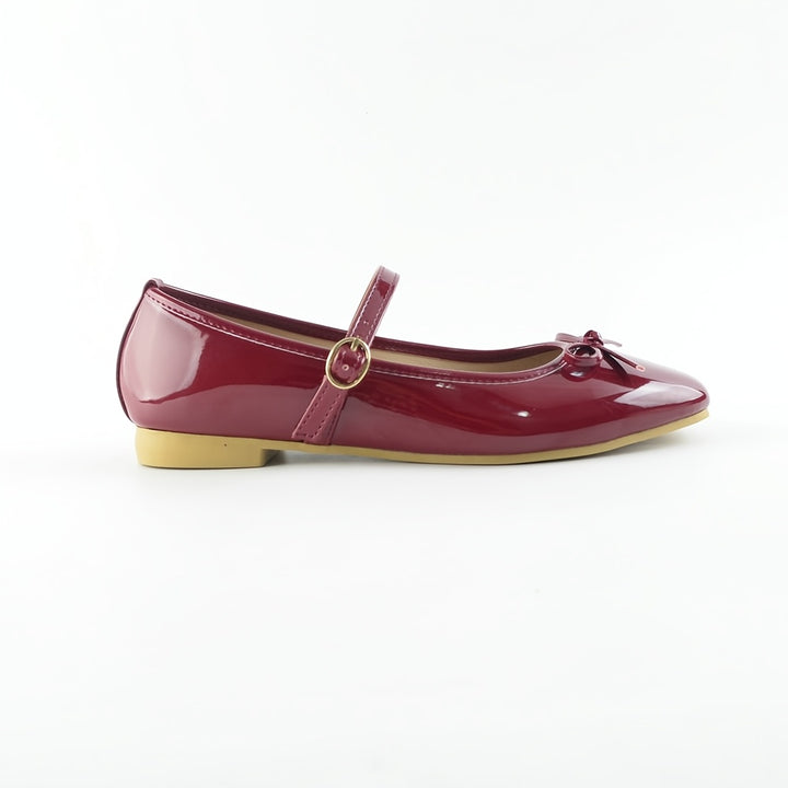 Wine Red Bow Mary Jane Flats