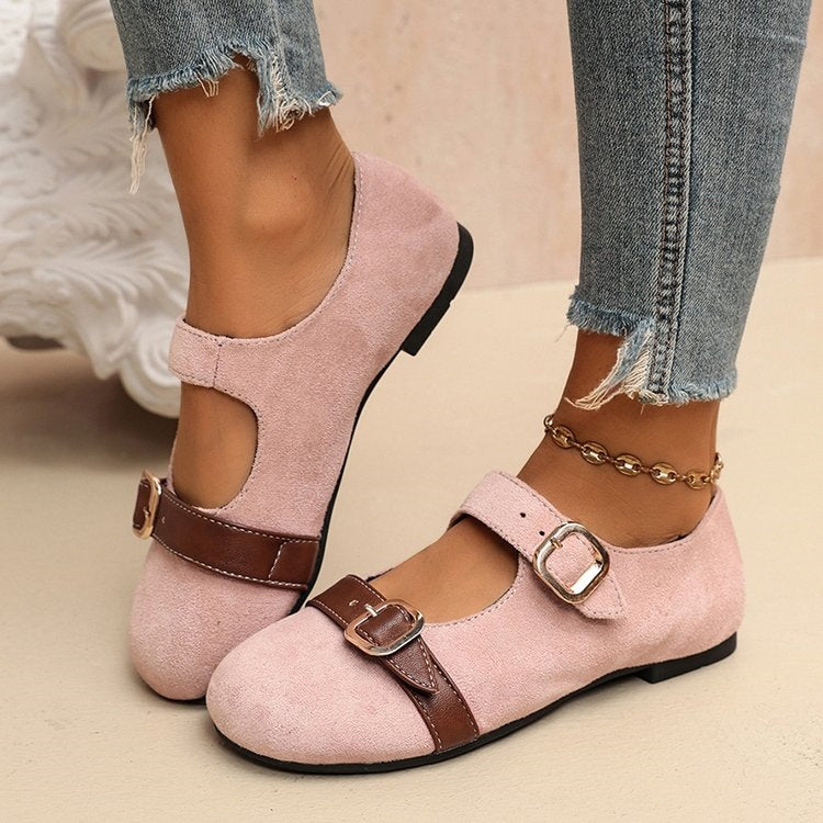 Women's Vintage Pink Mary Jane Comfort Flats