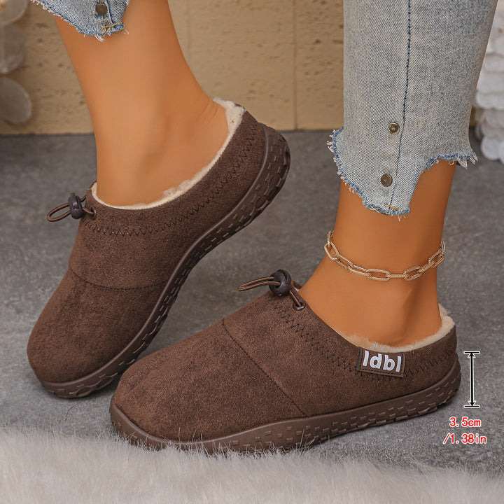 Women's Warm Plush-Lined Mules – Comfortable Non-Slip Shoes for Fall & Winter