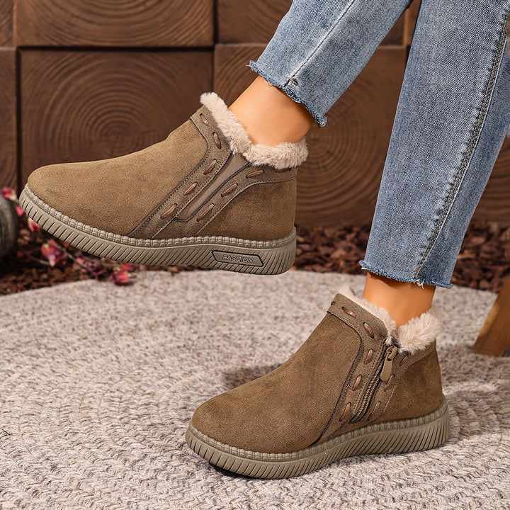 Women's Winter Comfort Shoes – Easy-On Casual Shoes with Zipper Closure