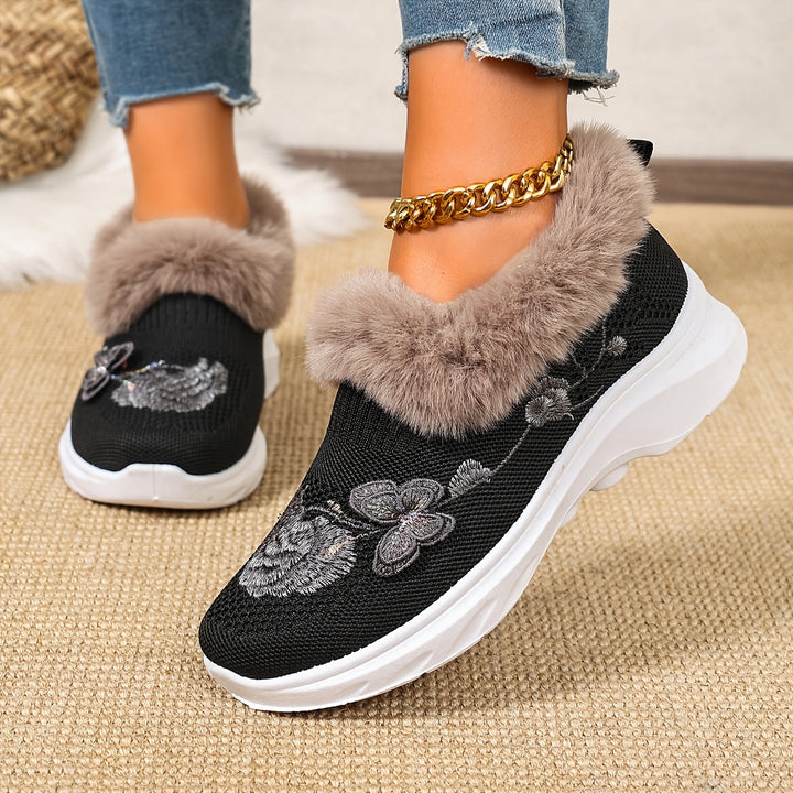 Women's Warm Winter Comfort Shoes – Lightweight Plush-Lined Walking Shoes