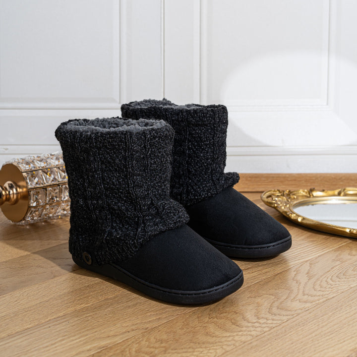 Women's Warm Knit Ankle Boots – Cozy Lined Short Boots for Fall & Winter