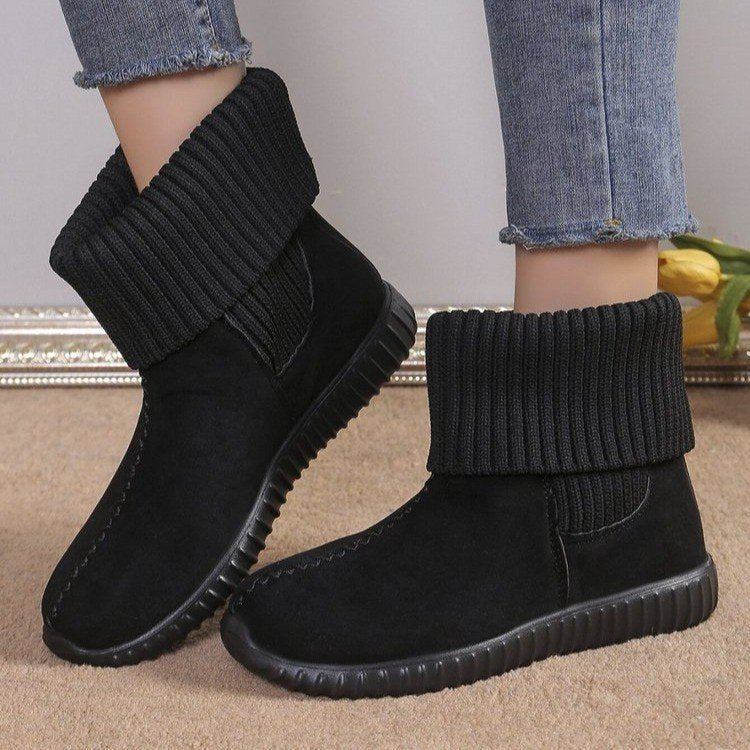 Women's Warm Knit Ankle Boots – Soft Winter Boots with Cushioned Non-Slip Sole