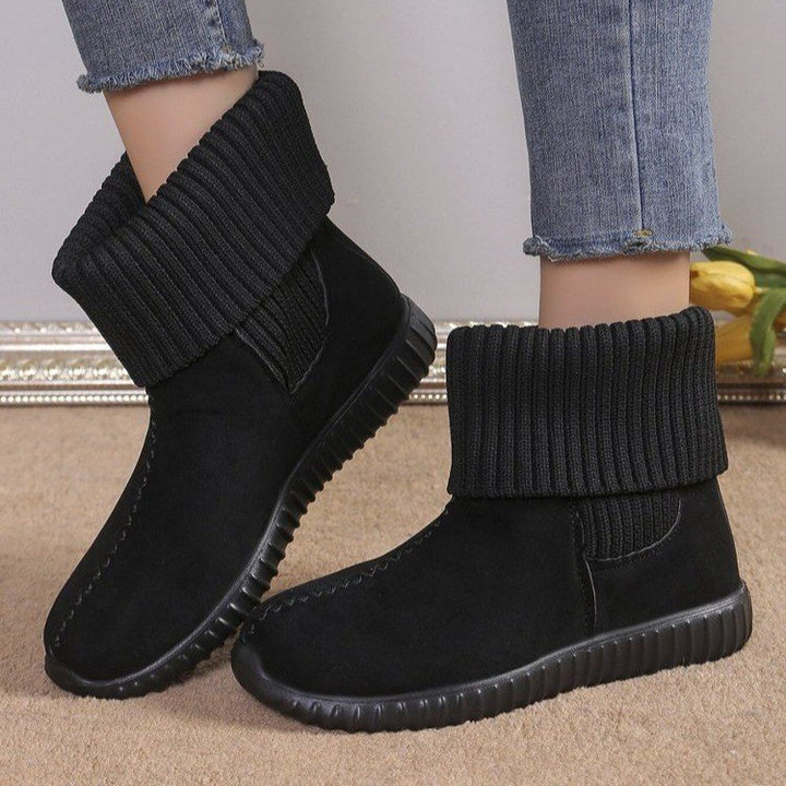 Women's Warm Knit Ankle Boots – Soft Winter Boots with Cushioned Non-Slip Sole