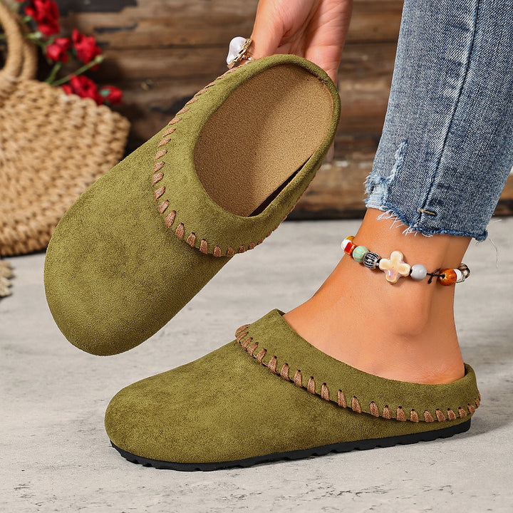 Women's Vintage Comfort Mules-Soft Round-Toe Shoes for Fall & Winter