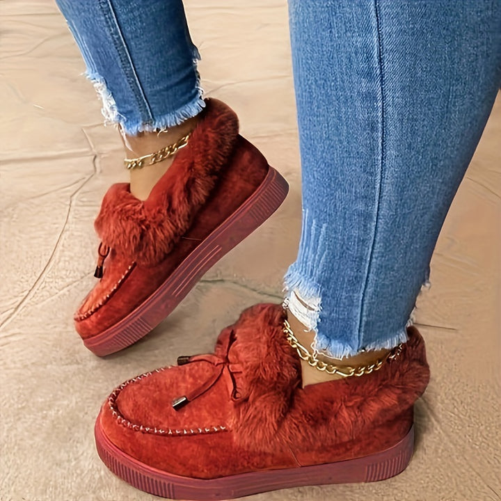 Women's Cozy Winter Ankle Boots – Warm Plush-Lined Slip-On Snow Boots
