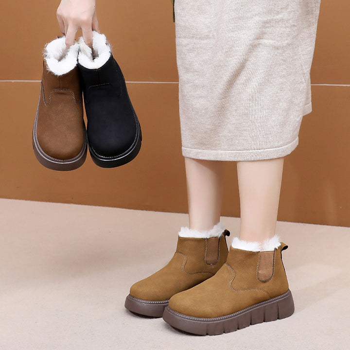 2025 Women's Slip-On Winter Snow Boots – Warm Fur Lining, Non-Slip Sole & Platform Comfort