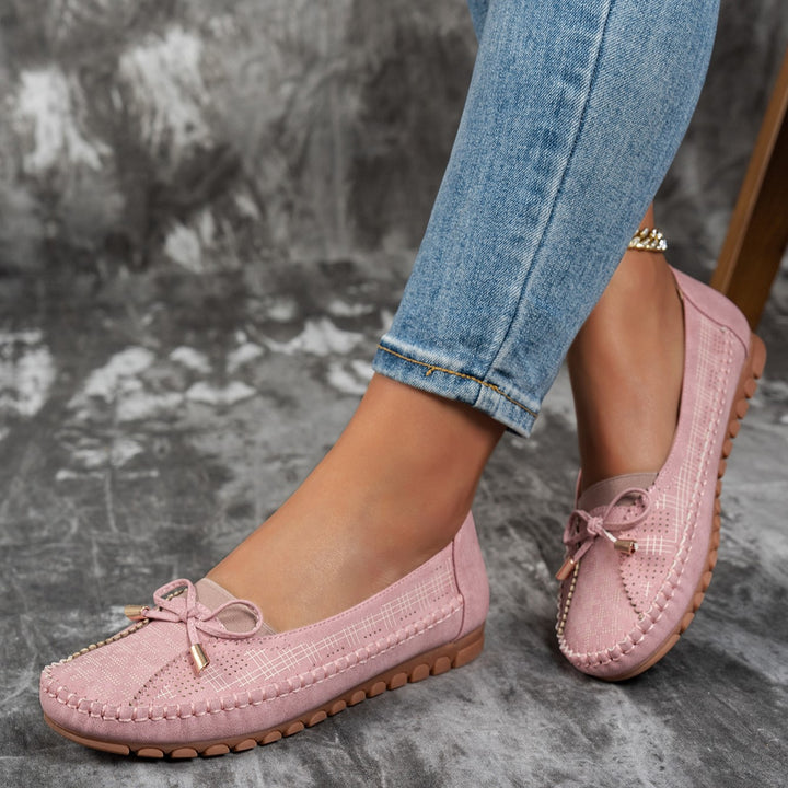 Women's Classic Solid-Color Bow Loafers – Comfortable Flat Shoes for Everyday Wear