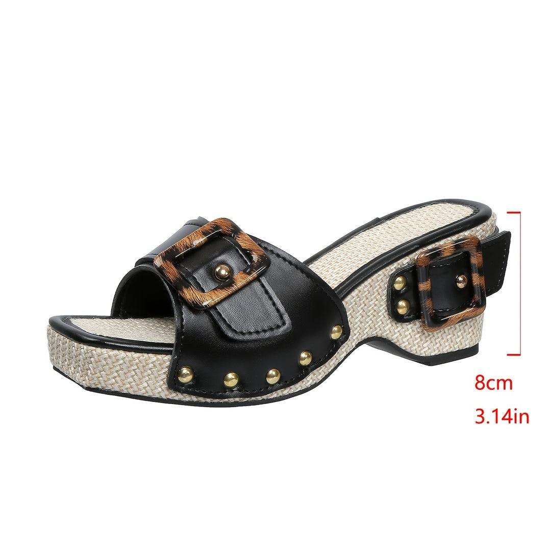 Women's Platform Sandals – Comfortable Summer Shoes with Rivet Detail