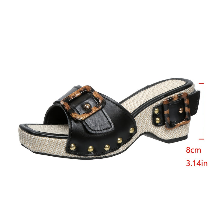 Women's Platform Sandals – Comfortable Summer Shoes with Rivet Detail