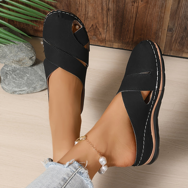 Women's Closed-Toe Slide Sandals – Comfortable Easy Slip-On Summer Shoes