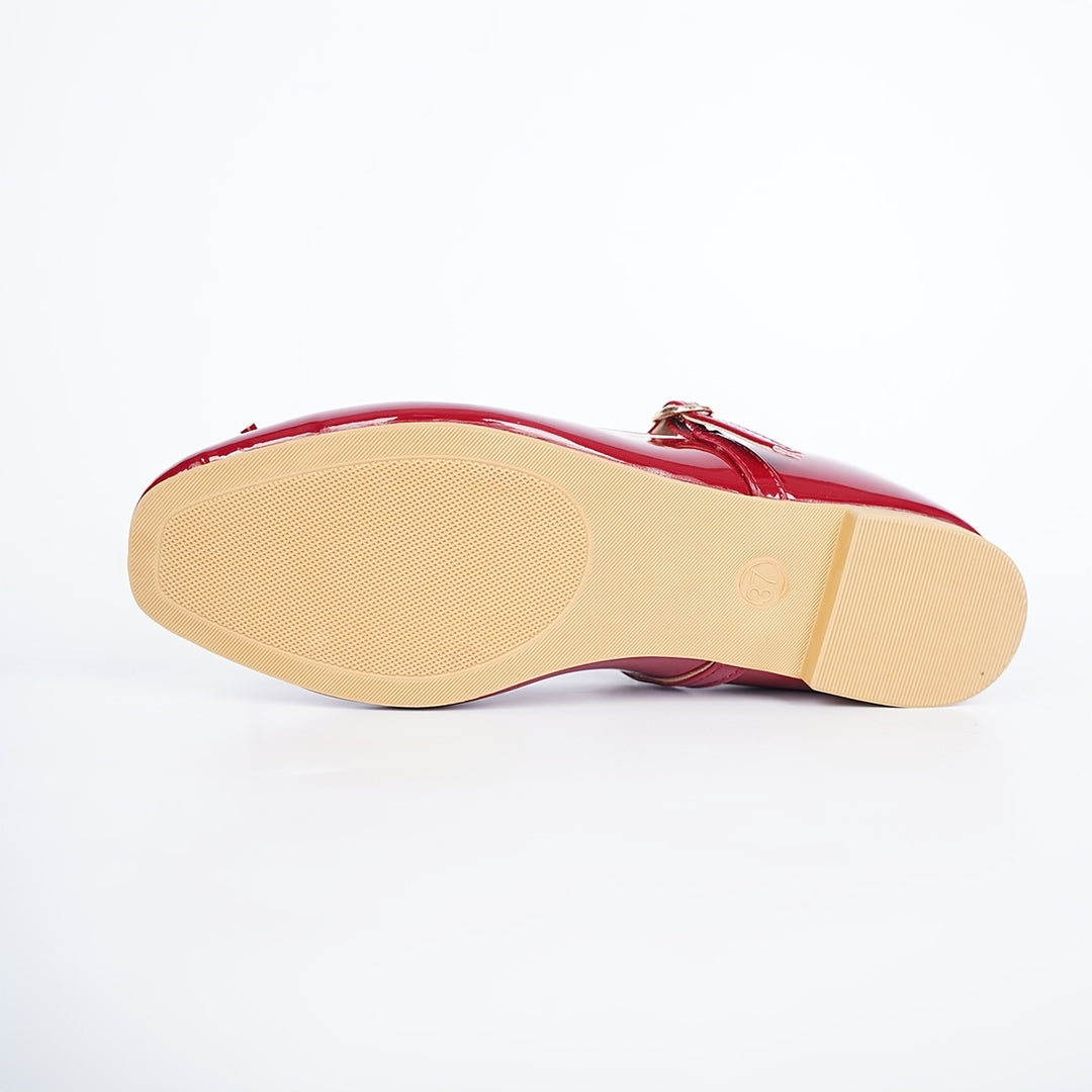 Wine Red Bow Mary Jane Flats