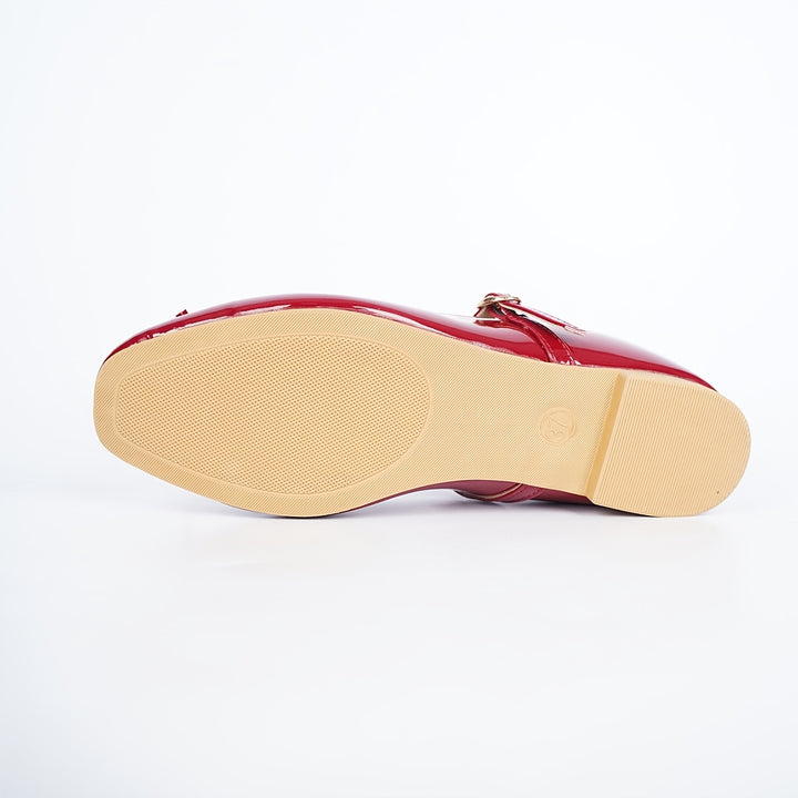Wine Red Bow Mary Jane Flats