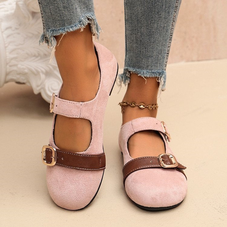 Women's Vintage Pink Mary Jane Comfort Flats