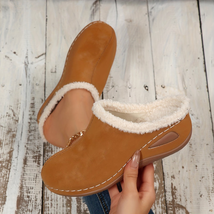 Women's Warm Wedge Mules –Comfortable House Shoes for Fall & Winter