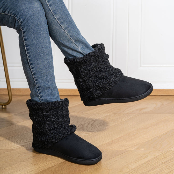 Women's Warm Knit Ankle Boots – Cozy Lined Short Boots for Fall & Winter