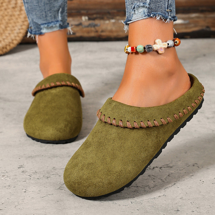 Women's Vintage Comfort Mules-Soft Round-Toe Shoes for Fall & Winter