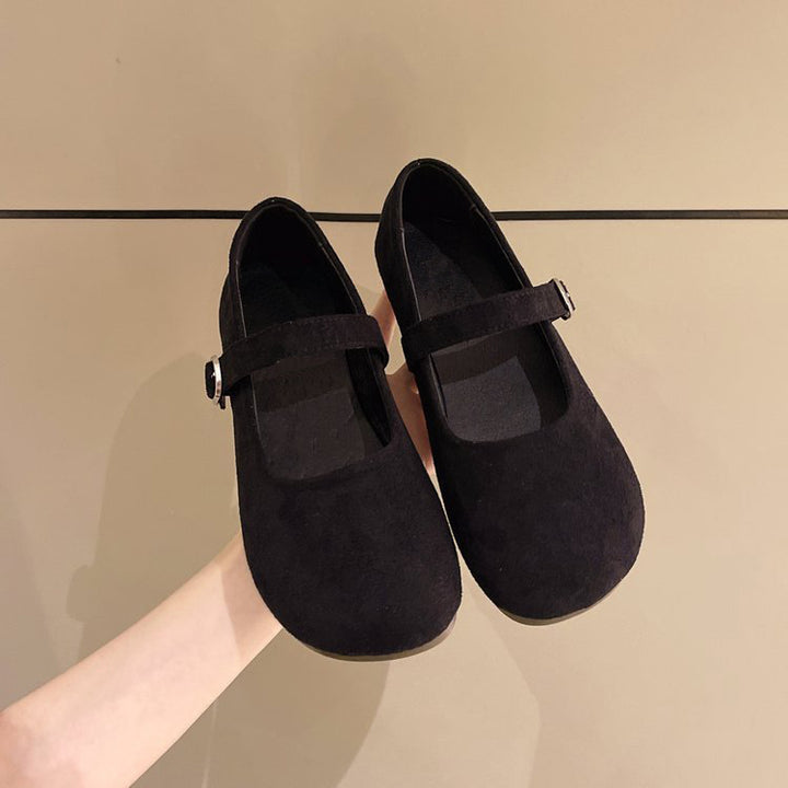 Women's Vintage Mary Jane Flats – Suede, Adjustable Strap, All-Day Comfort