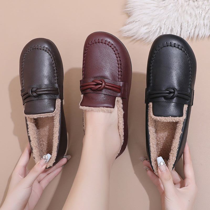 Women's Winter Warm Slip-On Shoes – Cozy Fleece Lined, Non-Slip, Easy Comfort Loafers