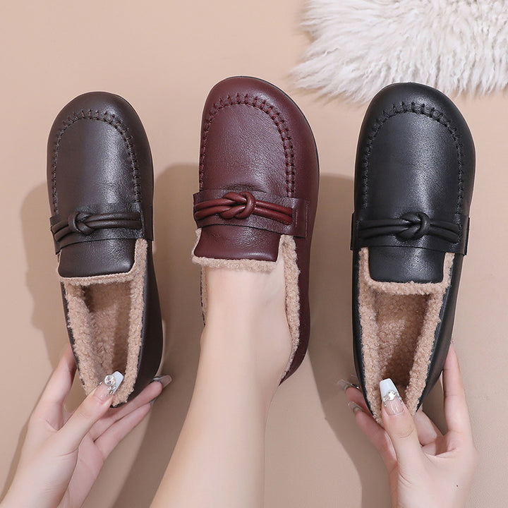 Women's Winter Warm Slip-On Shoes – Cozy Fleece Lined, Non-Slip, Easy Comfort Loafers