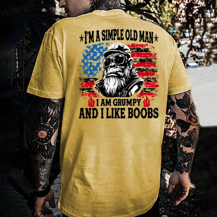 I'm A Simple Old Man I Am Grumpy And I Like Boobs Monkey T-shirt