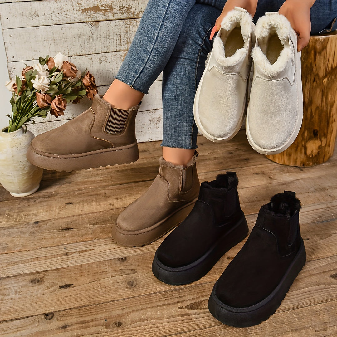 Women's Warm Slip-On Ankle Boots – Non-Slip Winter Comfort Footwear