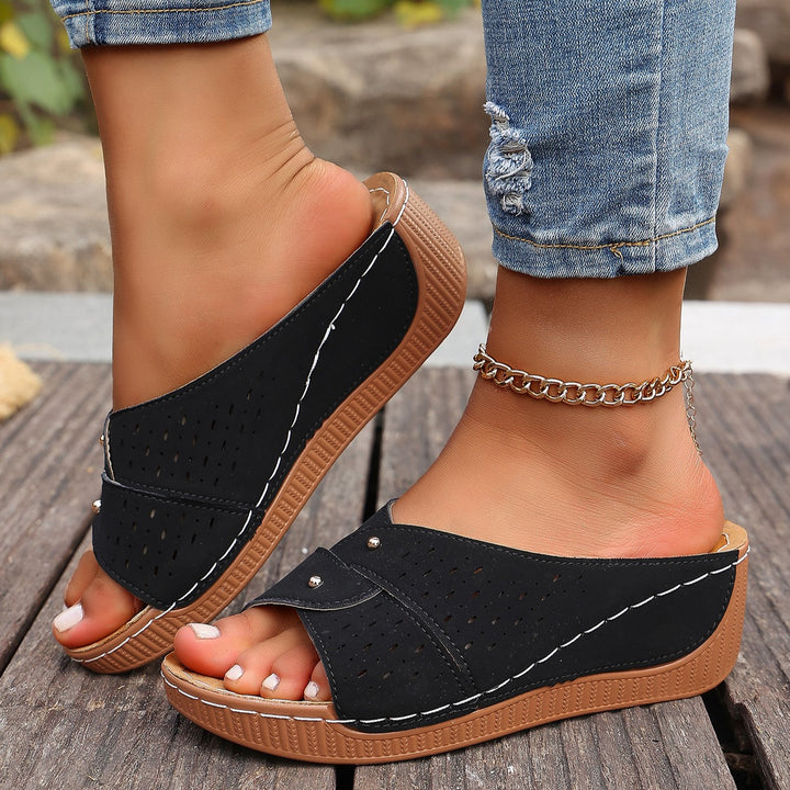 Women's Wedge Slide Sandals – Comfortable Breathable Slip-On Summer Shoes