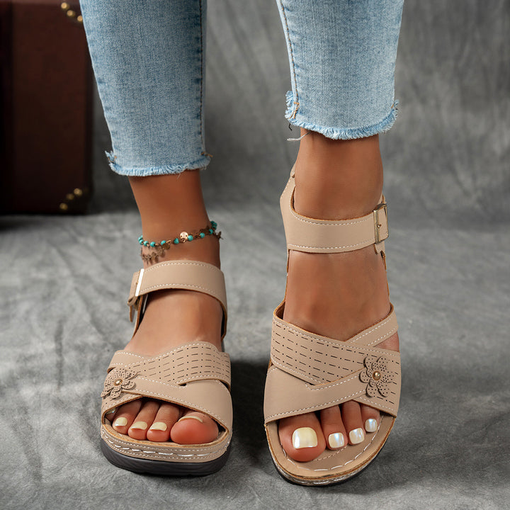 Women's Floral Wedge Sandals– Lightweight Summer  Walking Sandals