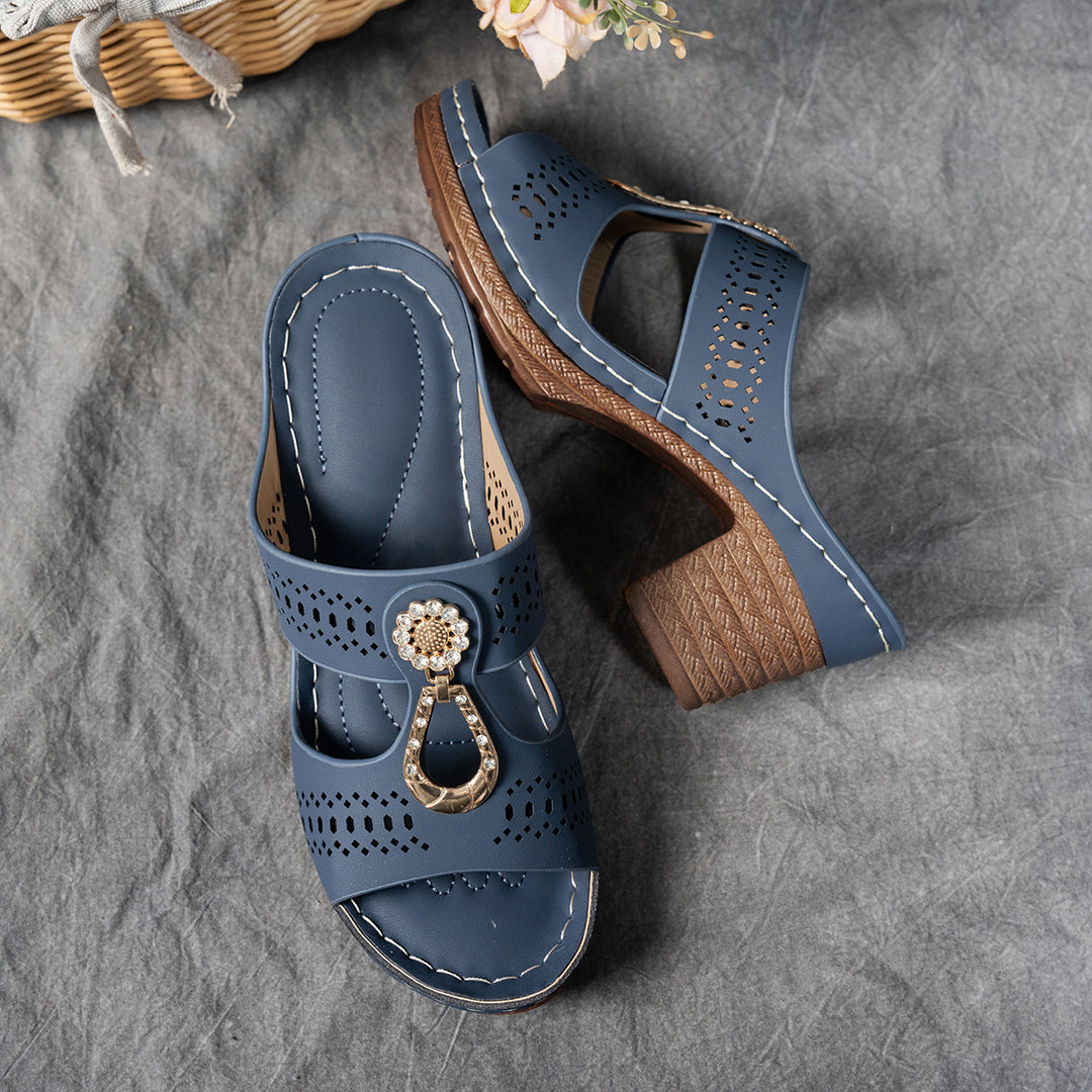 Elegant Rhinestone Comfort Heeled Sandals