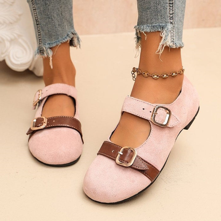 Women's Vintage Pink Mary Jane Comfort Flats