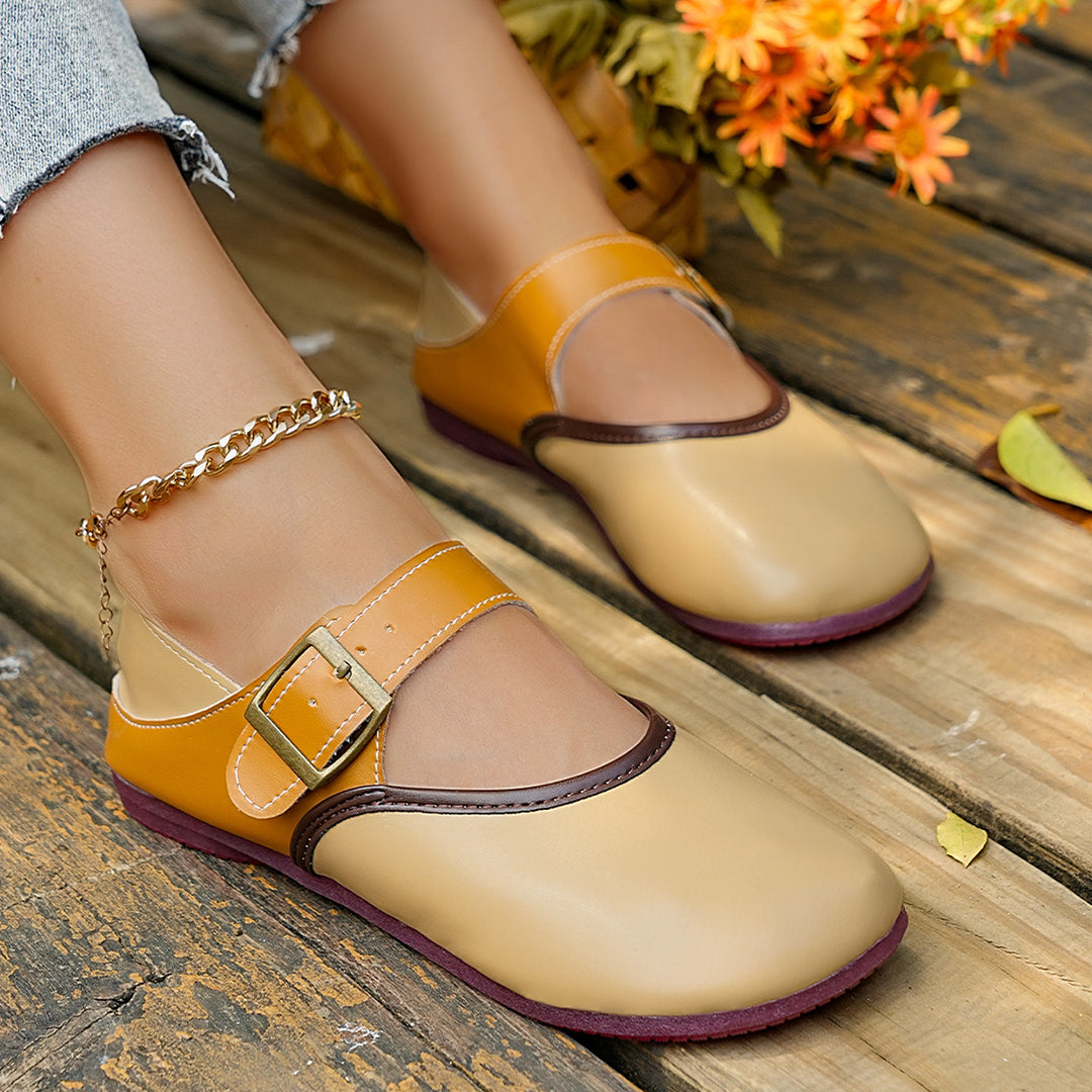 Women's Retro Mary Jane Comfort Flats – Round Toe with Buckle Strap