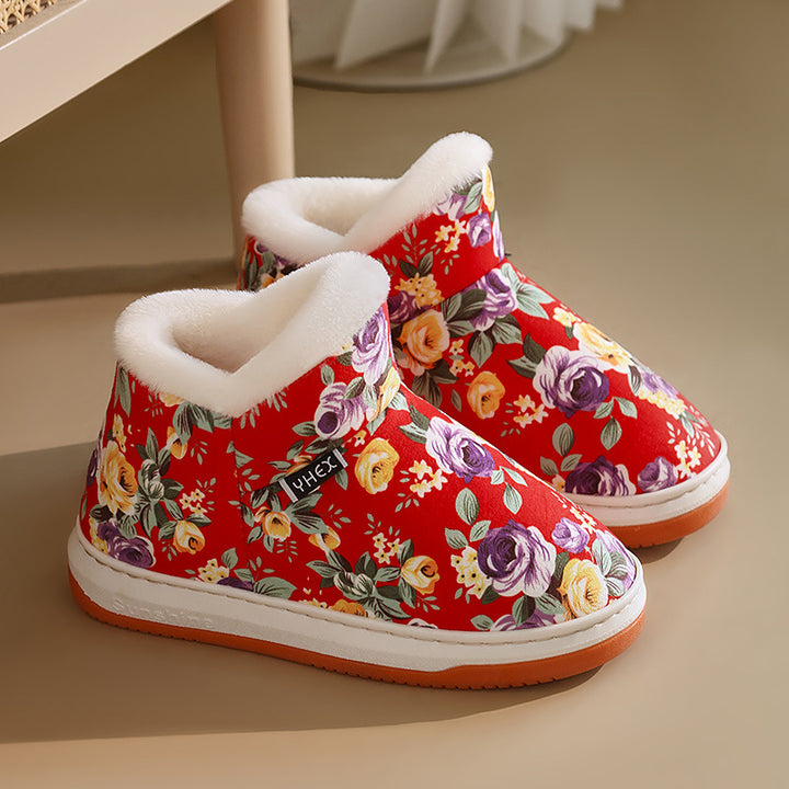 Women's Bright Floral Winter Shoes – Cozy Warm Shoes to Brighten Up Cold Days