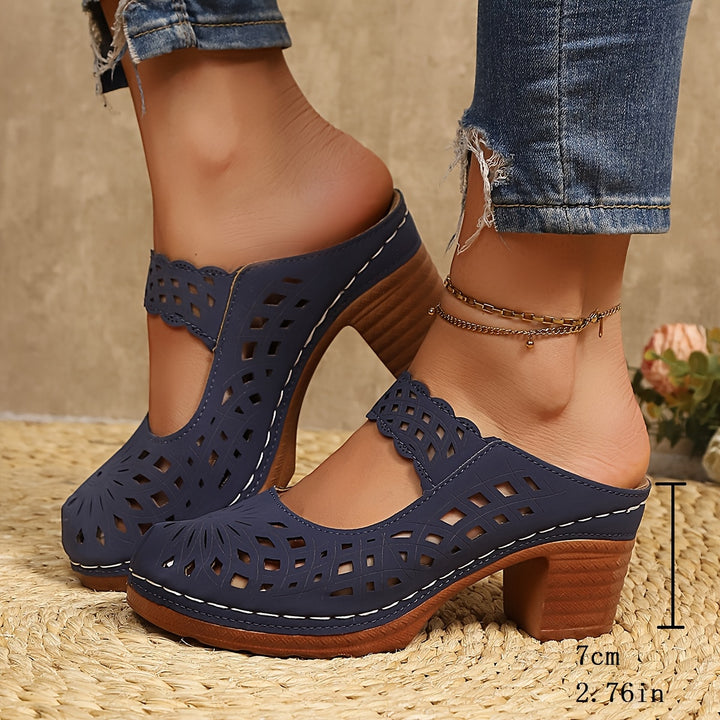 Women's Elegant Sandals – Closed-Toe Breathable Mid Heel Shoes