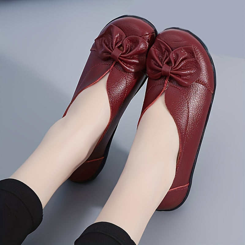 Women's Comfortable Bow Loafers – Lightweight Slip-On Casual Flats for Everyday Wear