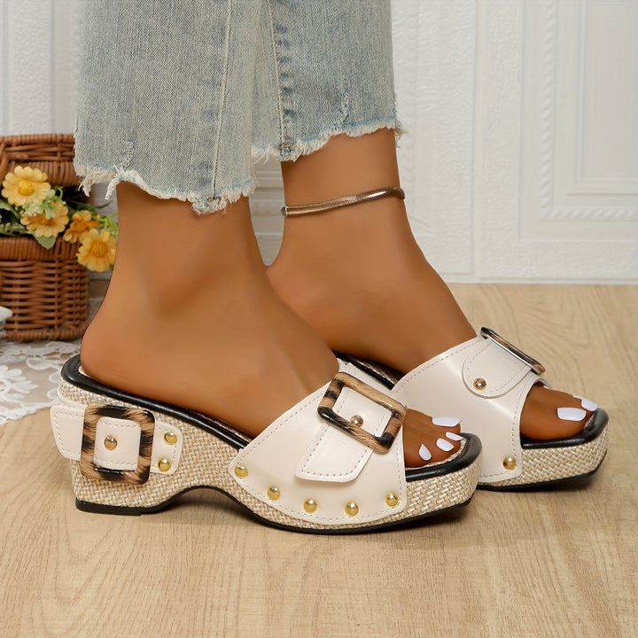 Women's Platform Sandals – Comfortable Summer Shoes with Rivet Detail