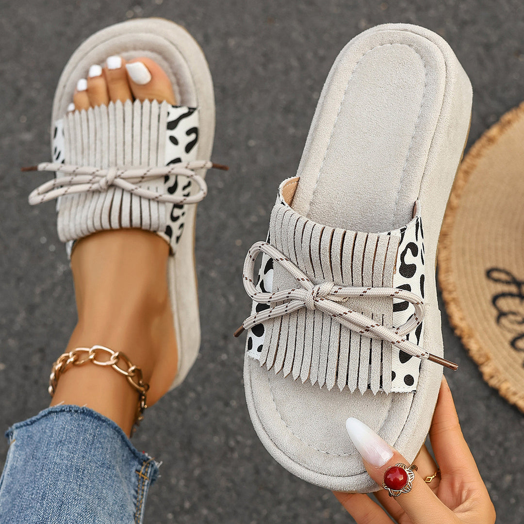 Tassel Bow Summer Sandals – Stylish Mid-Heel Comfort Sandals for Women