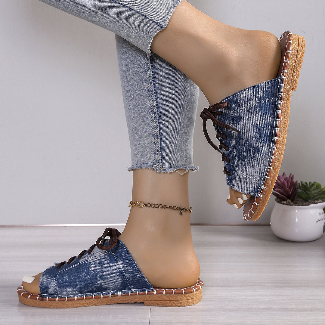 Boho Canvas Mule Sandals – Lightweight, Breathable & Easy to Slip On