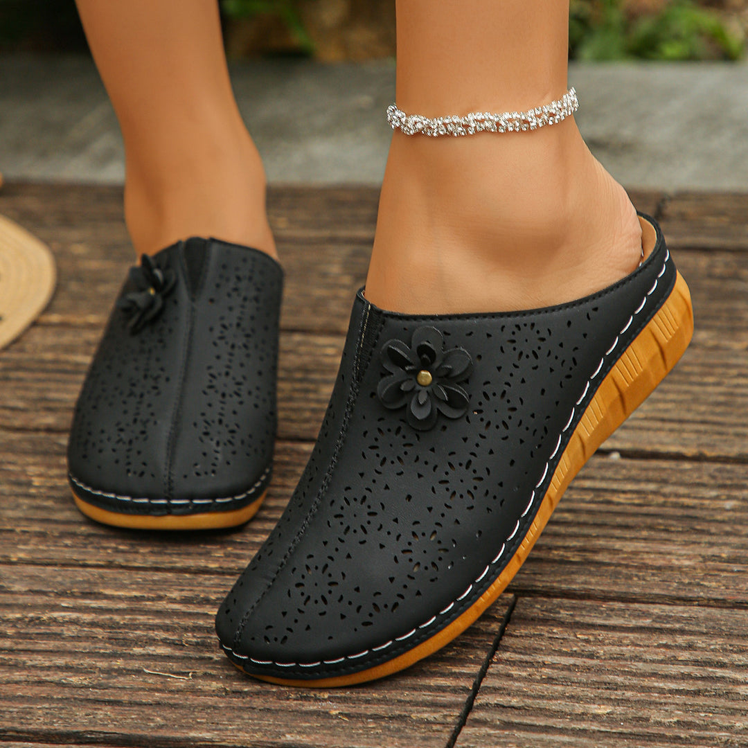Women's Floral Comfort Sandals – Lightweight Cutout Summer Shoes