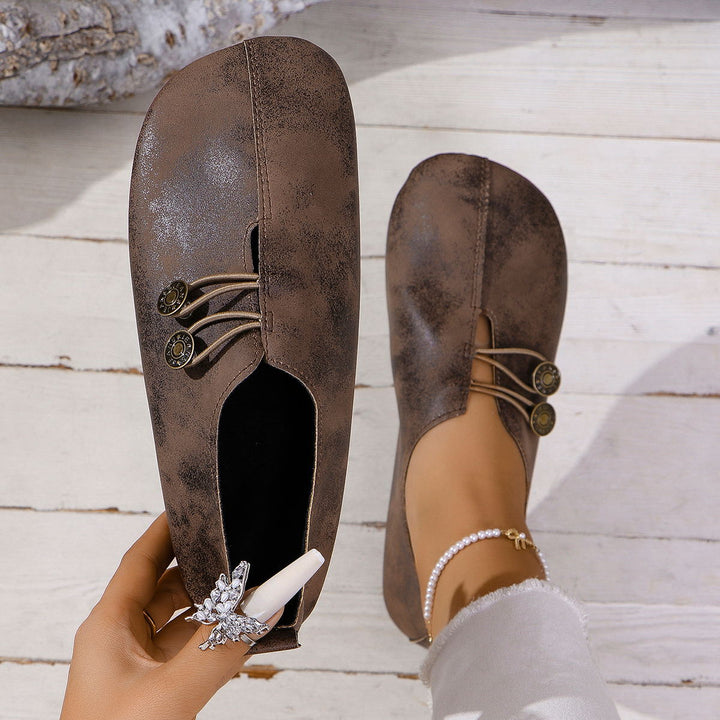 Women's Soft Leather-Inspired Comfort Flats – Wide Fit Casual Slip-Ons