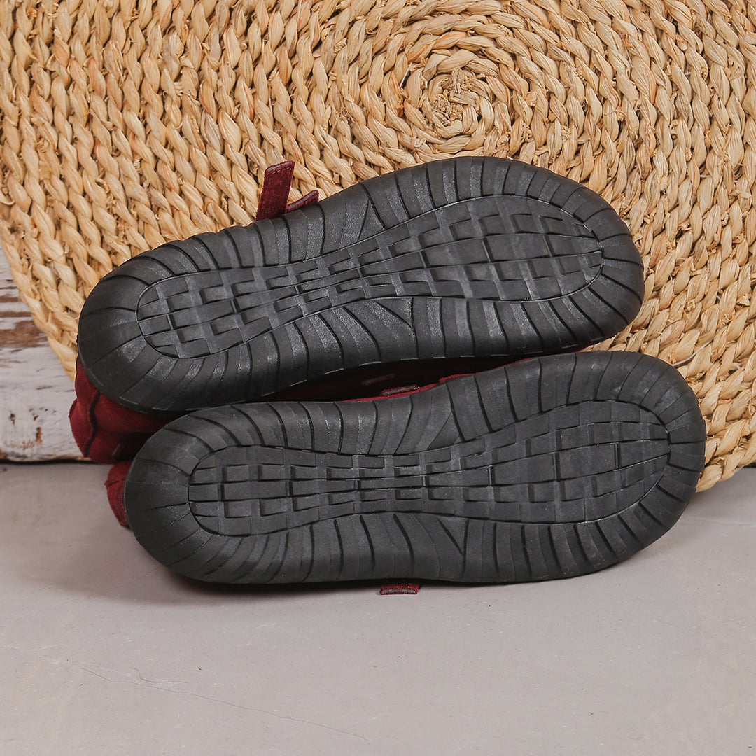 Vintage Triple Strap Mary Jane Flats – Round Toe Fall Shoes for Women