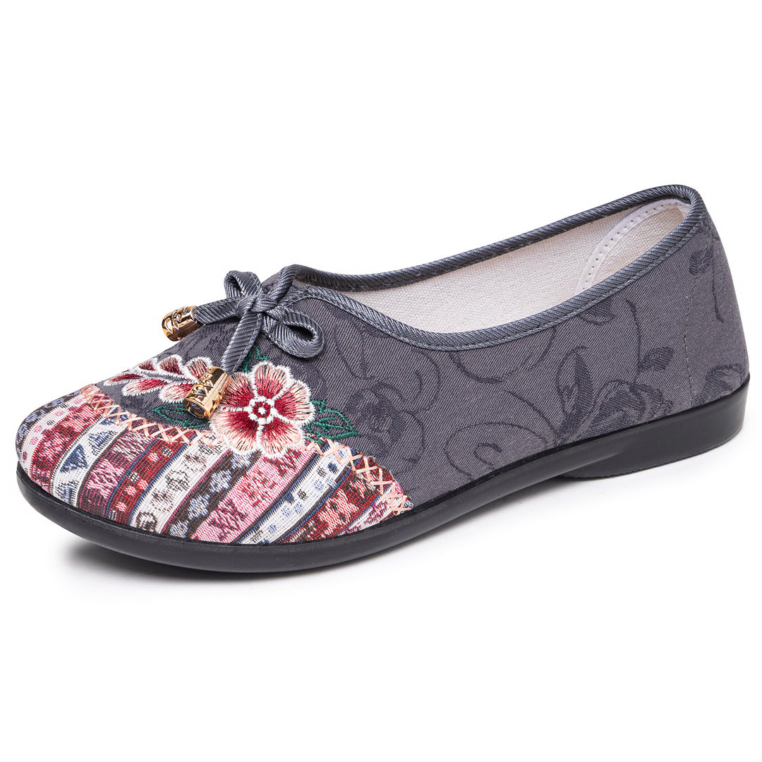 Women's Comfortable Embroidered Walking Flats-Autumn Vintage Floral Flats