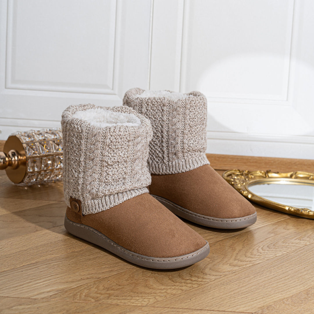 Women's Warm Knit Ankle Boots – Cozy Lined Short Boots for Fall & Winter