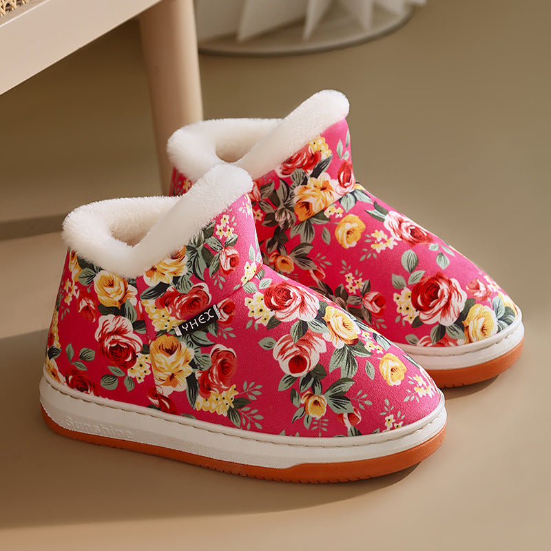 Women's Bright Floral Winter Shoes – Cozy Warm Shoes to Brighten Up Cold Days