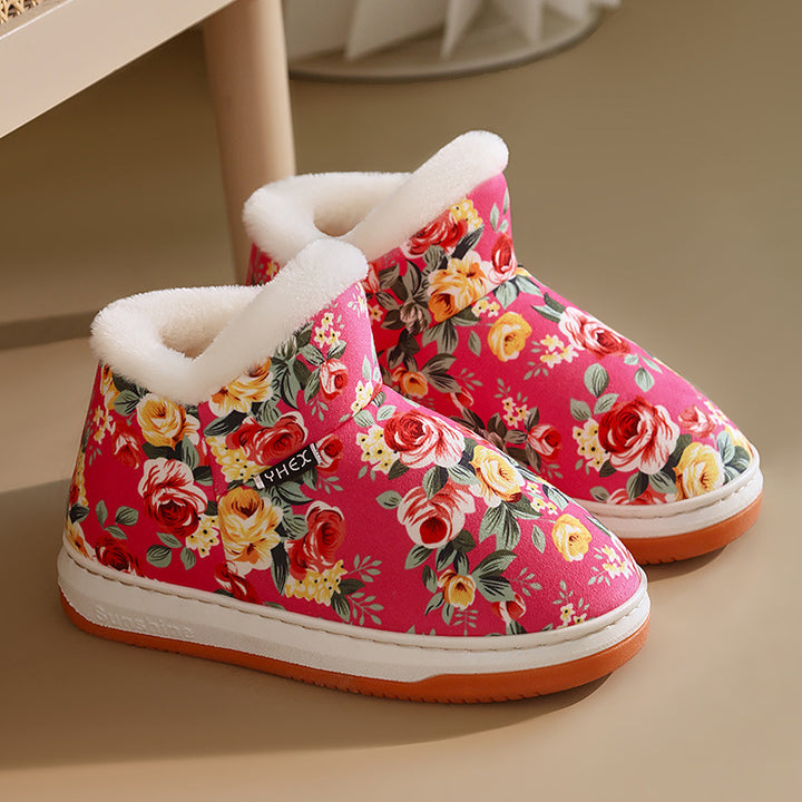 Women's Bright Floral Winter Shoes – Cozy Warm Shoes to Brighten Up Cold Days