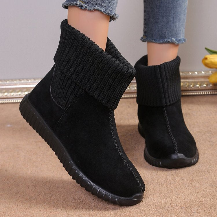 Women's Warm Knit Ankle Boots – Soft Winter Boots with Cushioned Non-Slip Sole