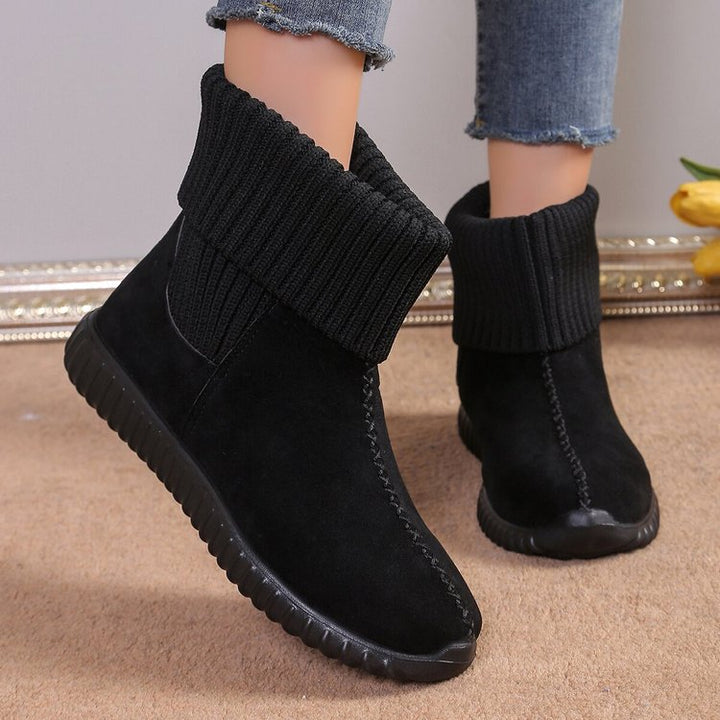 Women's Warm Knit Ankle Boots – Soft Winter Boots with Cushioned Non-Slip Sole