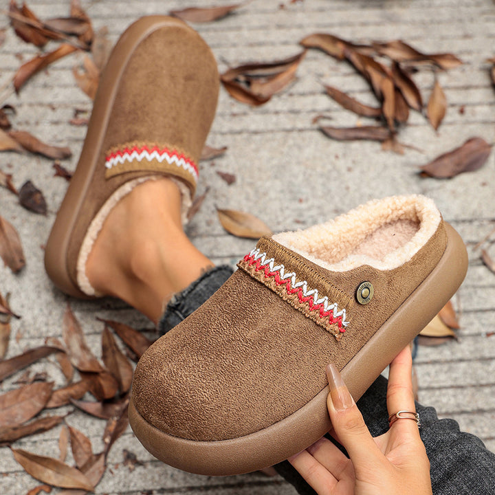Women's Vintage Winter Mules – Warm Plush-Lined Slip-On Shoes with a Supportive Non-Slip Sole