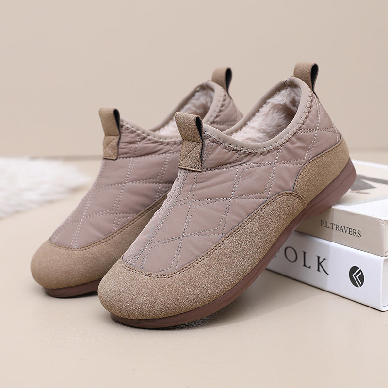 Women's Winter Slip-On Warm Shoes – Soft Sole, Plush Lined, Comfortable Casual Cotton Shoes for Cold Weather